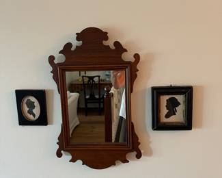 Many antique silhouettes; some painted, some cut paper all in antique frames