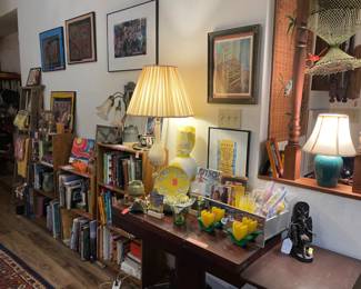 I see an empty space on that little table! Don’t worry, I’ll fill it;) The table with the yellow is a beautiful game table that swings out with claw feet. Versatile and gorgeous. I post pics…