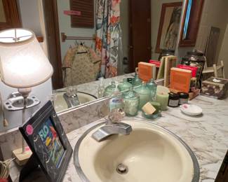 Bathroom accoutrements plus cat stuff;)