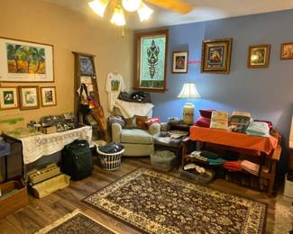 NEW SPACE! A mixed bag here: linens, artwork, fishing stuff…