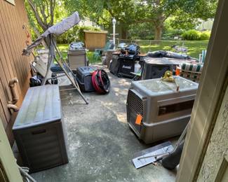 DOG CRATES, OUTDOOR STORAGE, GLIDING SWING AND MORE
