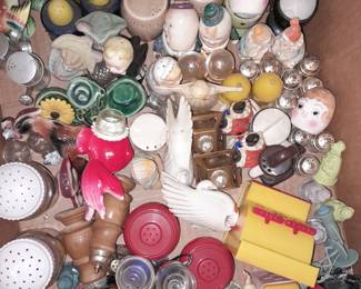 dozens of salt and pepper shakers