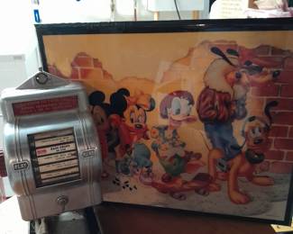 Disney art and tabletop juke box