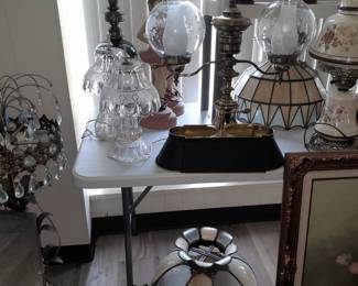 Beautiful assortment of lamps, stained glass shades