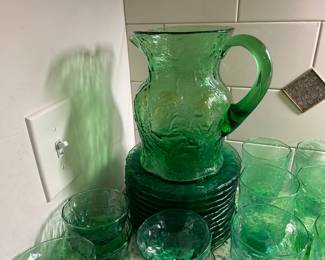 MORGANTOWN SENECA CRINKLE DRIFTWOOD MID CENTURY GLASSWARE.