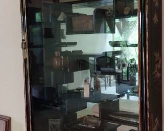 Antique inlay Asian wall cabinet