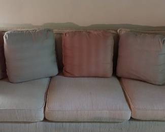 Vintage mid-century nubby fabric couch