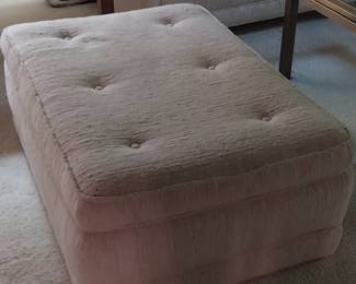 Vintage mid-century nubby fabric ottoman