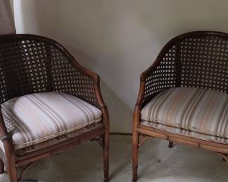 Vintage rattan barrel chairs