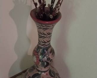 Large vintage Mexican tonala vase
