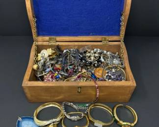 Treasure Chest of Costume Jewelry w/ Hidden Gold & Silver Potential