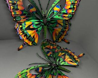 Multicolored Cut-Out Metal Butterfly Wall Art