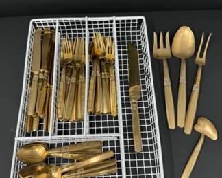 Thailand Serving Set: Knives, Forks & Spoons (Likely Bronze, King Design)