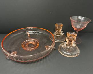 Vintage Pink Depression Glass Set