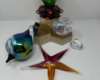 Handblown Iridescent Glass Collection & Ornaments