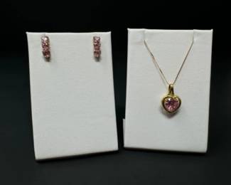 14kt Gold Dainty Chain + 10kt Gold Pendant &Earring Set