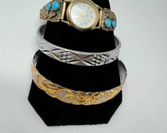 Gold Plated Jewelry Lot (18kt Bracelet, 12kt Sterling Silver 43.98)