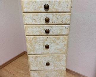Hodgepodge Crafted Vintage Set of Drawers – Creamy Yellow w/ Gold Flecks