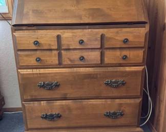 Slant-Front Writing Desk w/ Drop-Down Lid & Drawers