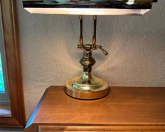 Vintage Brass-Toned Banker's Desk Lamp w/ Adjustable Arm