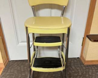Vintage Yellow Cosco Step Stool Kitchen Chair Ladder