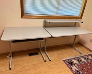 Rectangular Table w/ Keyboard Tray & Double Layer Computer Desk