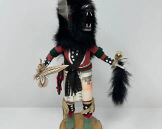 Signed Black Wolf Kachina Doll