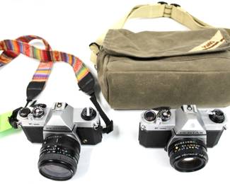 (2) Pentax K1000 35mm SLR Film Cameras