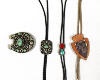 (4) Assort. Bolo Ties & Horseshoe Belt Buckle