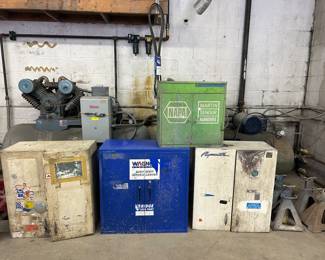 A few of the vintage metal cabinets 