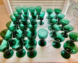 Green crystal stemware