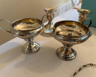 Sterling creamer and sugar bowl