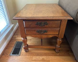 pair of oak end tables