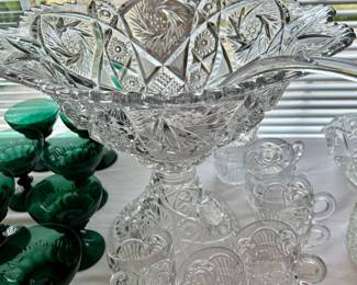 Punch bowl on stand with 12 cups and ladle