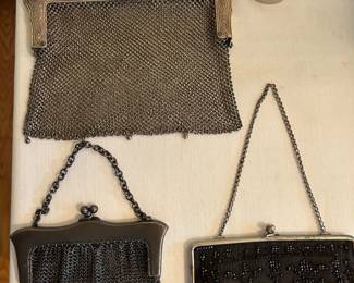 Antique metal mesh purses
