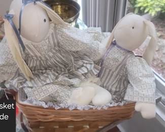 Handmade rabbits in a nice Longaberger basket