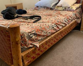 Lodge Pole and Leather Double Bed