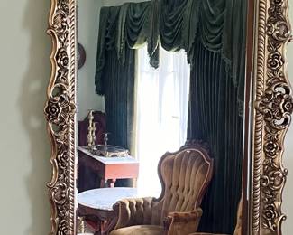 #109	Antique Gold Ornate (Plastic) Framed Beveled Mirror - Super Heavy - 51x36	 $225.00 
