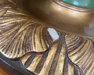 #99	Heavy Gold-Painted Leaf Base (has chip) w/round marble top - 24x19	 $125.00 
