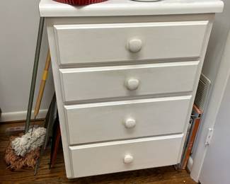 #147	Laminate White 4 Drawer Chest of Drawers - 24x24x37	 $75.00 
