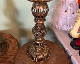 #256	14 inch brass Filigree candlestick	 $30.00 
