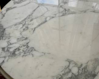 #105	Wood Carved Base w/heart shaped Cutouts Coffee Table w/Marble round Top - 36x18	 $275.00 
