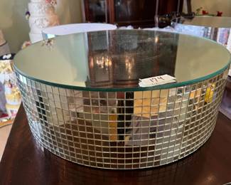 #174	18.75"w x 6" Mirrored Mosaic Cake Pedestal  w/mirrored top	 $60.00 
