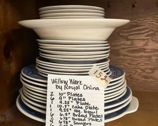 #152	Willow Ware by Royal China  mixed Set	 $100.00 
