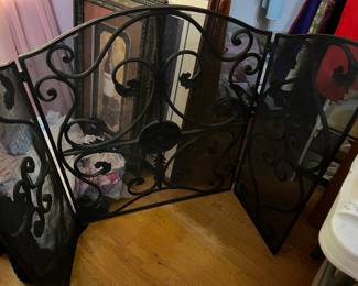#91	Metal Fireplace Screen - 56"Wide Tri-fold 	 $35.00 
