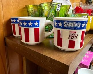 #184	Sambos Restaurants set of 3 coffee Cups	 $45.00 
