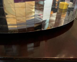 #176	Mosaic Mirrored Rotating Cake Stand w/Mirror Chips and Mirror Top - 18x5	 $40.00 
