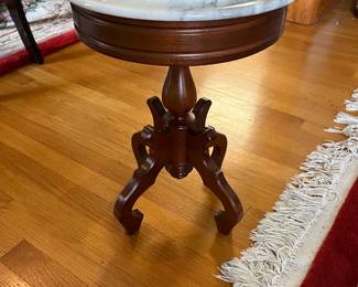 #100	East Lake Style End Table w/round marble top - 14x19	 $75.00 
