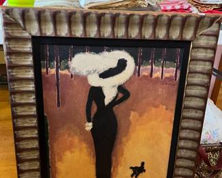 #232	wood frame with Parisian Lady 29x34	 $30.00 
