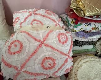 #205	Quilt Pink and White chenille 	 $25.00 
